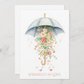 Frühjahrs-Blumenschirm-Aquarell-Baby-Sprinkle Einladung (Vorne/Hinten)