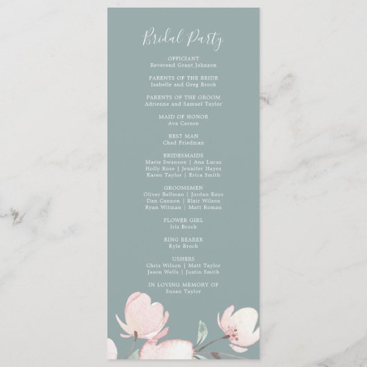 Frühjahrs-Cherry-Blossom-Hochzeitsprogramm Programm (Rückseite)