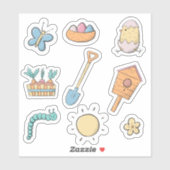 Frühjahrs-Gartenbau Blume Set 9 Aufkleber (Blatt)