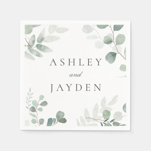 Frühjahrs-Grünen-Hochzeit oder Verlobungsfeier Serviette (Vorderseite)