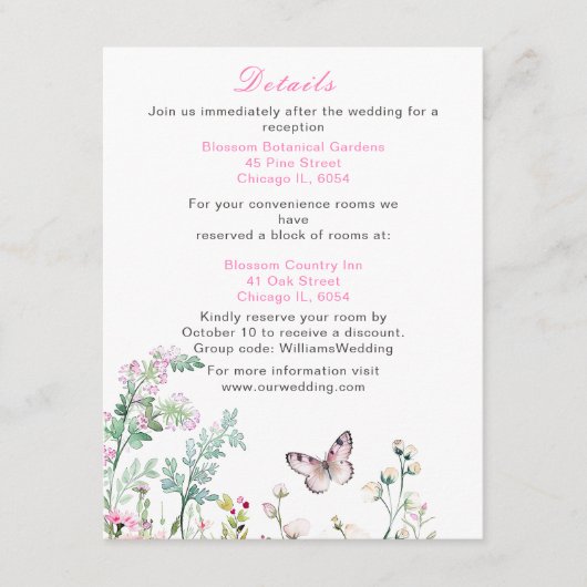 Frühjahrs-Grünen-Schmetterling-Hochzeit Begleitkarte (Vorderseite)