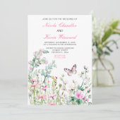 Frühjahrs-Grünen-Schmetterling-Hochzeit Einladung (Stehend Vorderseite)