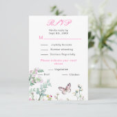 Frühjahrs-Grünen-Schmetterling-Hochzeit RSVP Karte (Stehend Vorderseite)