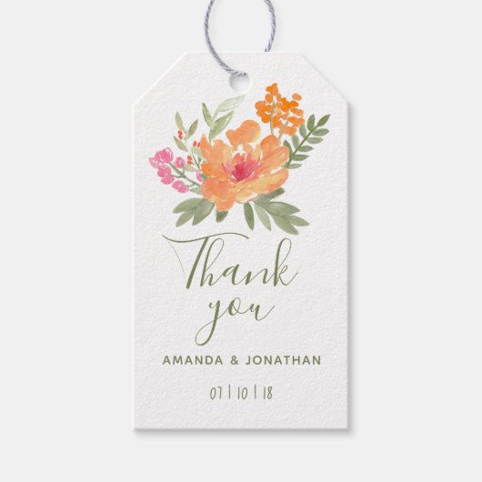 Frühjahrs Hochzeit Aquarell Blume Gast Gunst Geschenkanhänger (Vorderseite)