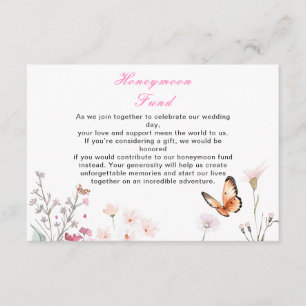 Frühjahrs-Hochzeit in Pink-Schmetterling Begleitkarte