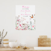 Frühjahrs-Hochzeit in Pink-Schmetterling Poster (Küche)