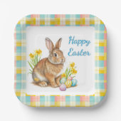 Frühjahrs-Kariert mit Osterhasen-Papierplatte Pappteller (Vorderseite)