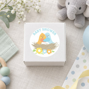 Frühjahrs-Nistvögel Baby Boy Shower Runder Aufkleber