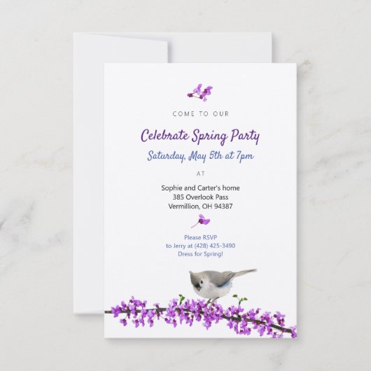 Frühjahrs-Party mit Redbud-Einladung Einladung (Vorderseite)