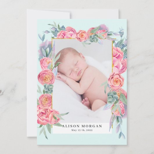 Frühjahrs-Rosa-Foto Einladung (Vorderseite)