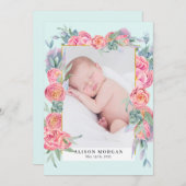 Frühjahrs-Rosa-Foto Einladung (Vorne/Hinten)