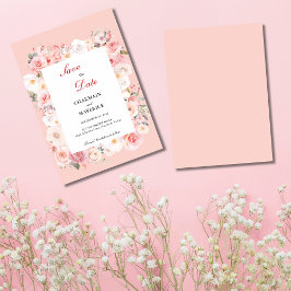 Frühjahrs-Rose Rosa Rahmen Hochzeit Save The Date