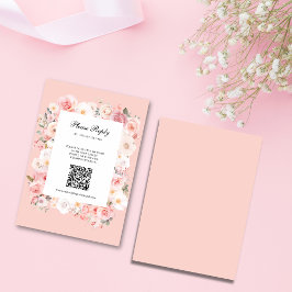 Frühjahrs-Rose Rosa Rahmen QR Code Hochzeit RSVP Karte
