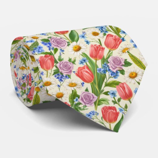 Frühjahrs-Sträuße Blumenmuster Krawatte (Gerollt)