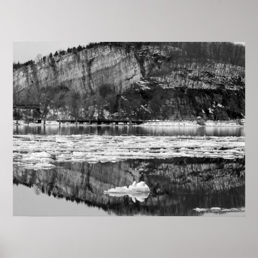 Frühjahrs-Tauwetter Schwarz-Weiß Poster (Vorne)