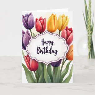Frühjahrs-Tulpen-Geburtstagskarte Karte