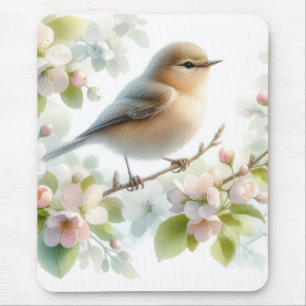 Frühjahrs-Vogel-Kirschblüten-Aquarell Mousepad
