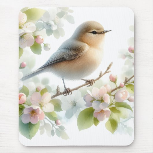 Frühjahrs-Vogel-Kirschblüten-Aquarell Mousepad (Vorne)