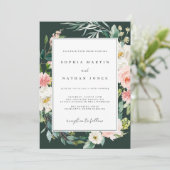 Frühjahrs-Wasserfarbe Blumenrot Hochzeit Einladung (Stehend Vorderseite)