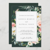 Frühjahrs-Wasserfarbe Blumenrot Hochzeit Einladung (Vorne/Hinten)