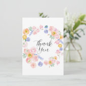 Frühjahrs-Wasserfarben-Hochzeit Dankeskarte (Stehend Vorderseite)