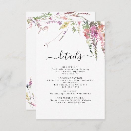 Frühjahrs-Wiese-Wildblumen Hochzeitkarte RSVP Karte (Vorne/Hinten)