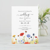 Frühjahrs-Wiesen-Wildblumen Hochzeitseinladung Einladung (Stehend Vorderseite)