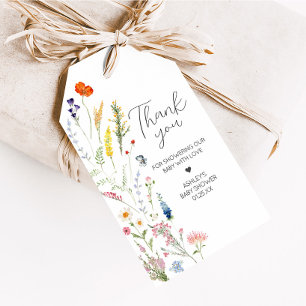 Frühjahrs-Wildblume Baby in Bloom Gefallen Tags Geschenkanhänger