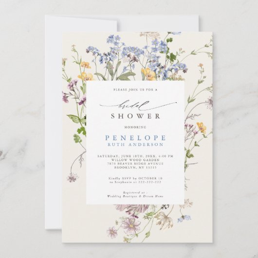 Frühjahrs-Wildblume Brautparty Meadow Garden Einladung (Vorderseite)