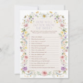 Frühjahrs-Wildblume-Brautparty-Spielkarte Einladung (Vorderseite)