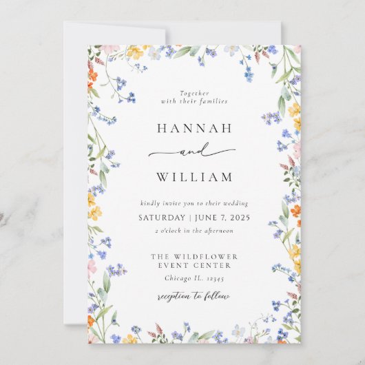 Frühjahrs-Wildblume-Gartenhochzeit Einladung (Vorderseite)