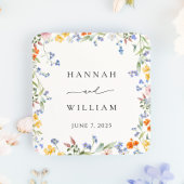 Frühjahrs-Wildblume-Gartenhochzeit Quadratischer Aufkleber