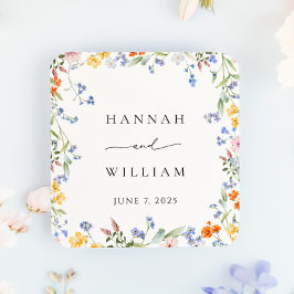 Frühjahrs-Wildblume-Gartenhochzeit Quadratischer Aufkleber