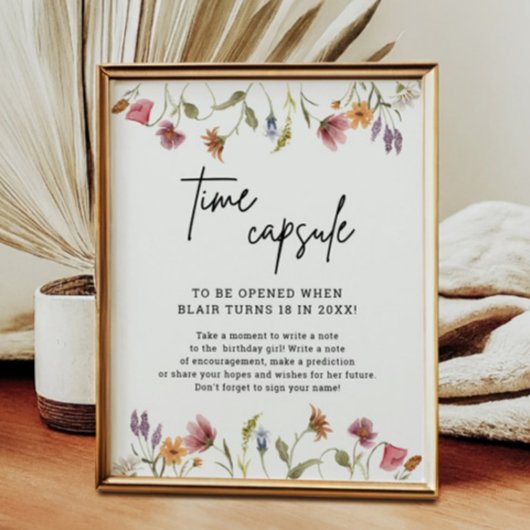 Frühjahrs-Wildblume Geburtstag Zeitkapsel Zeichen Poster