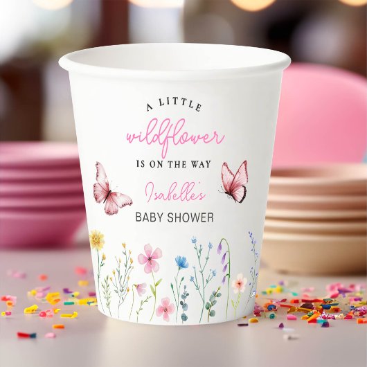 Frühjahrs-Wildblume Girl-Babydusche Papiertüten Pappbecher