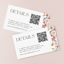 Frühjahrs-Wildblume QR-Code Hochzeitdetails Begleitkarte
