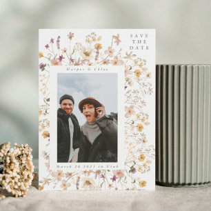 Frühjahrs-Wildblume Watercolor Hochzeit Save The Date
