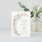 Frühjahrs-Wildblume-Wiese Hochzeit speichern Sie d Ankündigungspostkarte (Stehend Vorderseite)