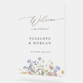 Frühjahrs-Wildblume Wiesen-Garten Hochzeit Willkom Acrylschild (Winkel)