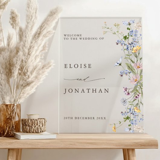 Frühjahrs-Wildblume Wiesen-Garten Hochzeit Willkom Acrylschild