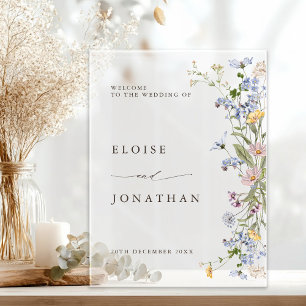 Frühjahrs-Wildblume Wiesen-Garten Hochzeit Willkom Acrylschild