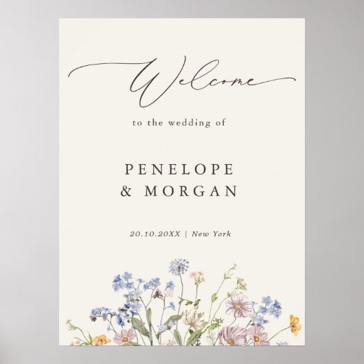 Frühjahrs-Wildblume Wiesen-Garten Hochzeit Willkom Poster (Vorne)
