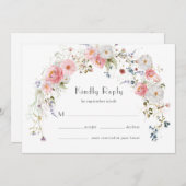 Frühjahrs-Wildblumen Arch Pink White Wedding RSVP Save The Date (Vorne/Hinten)