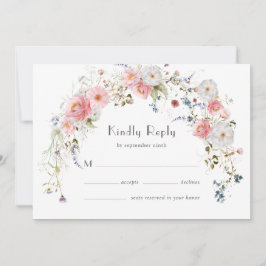 Frühjahrs-Wildblumen Arch Pink White Wedding RSVP Save The Date