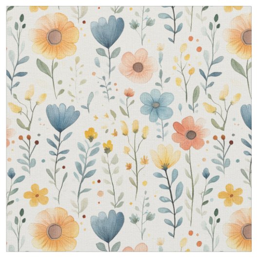 Frühjahrs-Wildblumen auf Off White Stoff (Nahaufnahme)
