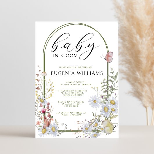 Frühjahrs-Wildblumen Baby in Bloom Baby-Dusche Einladung