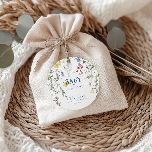 Frühjahrs-Wildblumen Baby in Bloom Baby-Dusche Geschenkanhänger
