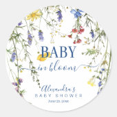 Frühjahrs-Wildblumen Baby in Bloom Baby-Dusche Runder Aufkleber (Vorderseite)