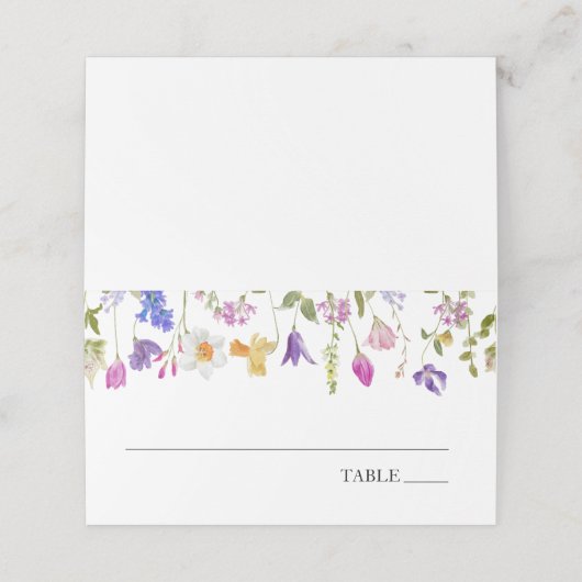 Frühjahrs-Wildblumen Babyname-Platzkarten Platzkarte (Außenseite Aufgefaltet)