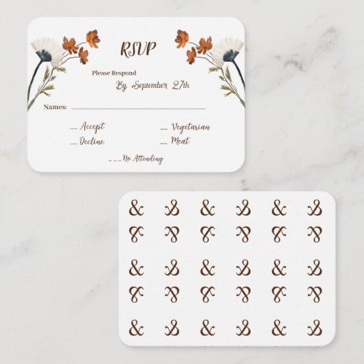 Frühjahrs-Wildblumen Brief Hintergrund Hochzeit RS Begleitkarte (Vorne/Hinten)